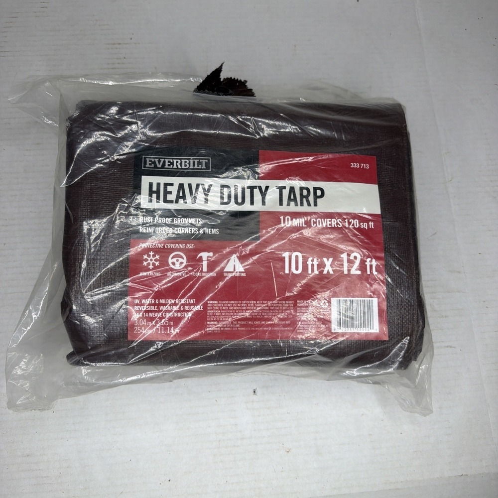 Everbilt 10 ft. x 12 ft. Brown and Silver Heavy Duty Tarp